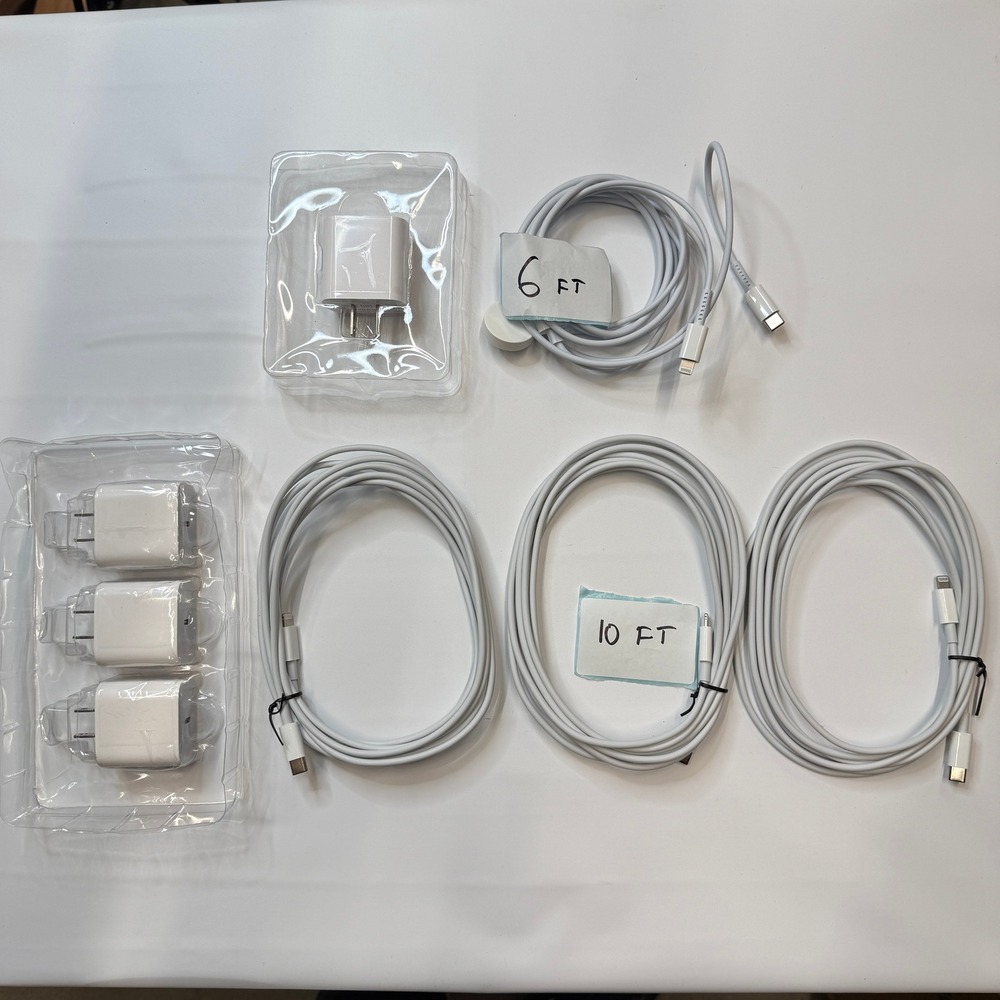 Set of 8 - 3‎ USB-C to Lightning Charging Cables 10ft, 4 Adapters, Watch Cord 6